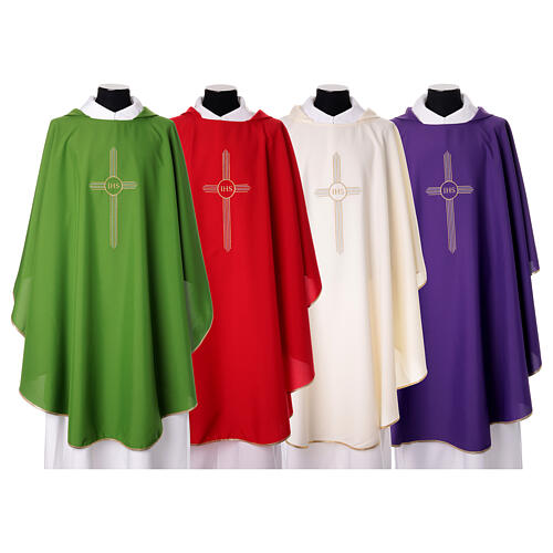 Casulla con bordado bicolor IHS In Primis 1