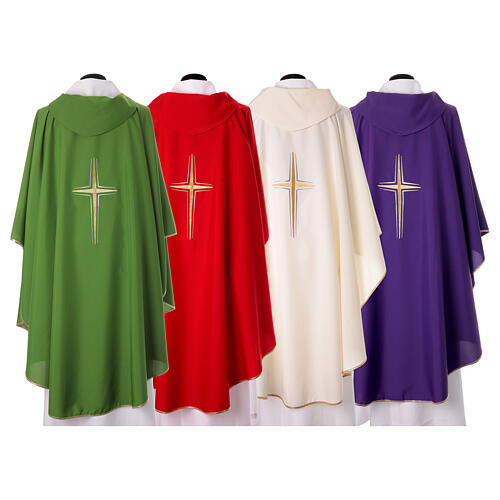 KIT of 4-COLOURED CHASUBLES with bicolour embroidered cross by In Primis 7