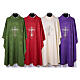 Damask chasuble with gold and silver cross embroidery s1