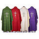 Chasuble damas croix broderies or et argent s15