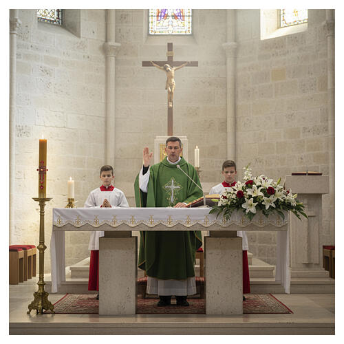 Damask Chasuble with Gold and Silver Cross Embroidery 2