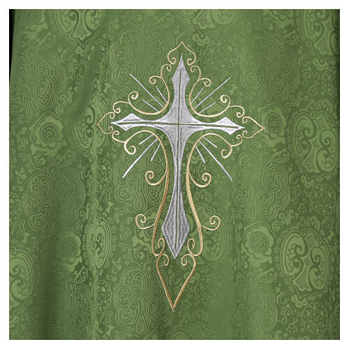 Damask Chasuble with Gold and Silver Cross Embroidery 3