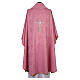 Pink damask chasuble with gold and silver embroidered cross s6