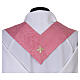 Pink damask chasuble with gold and silver embroidered cross s8