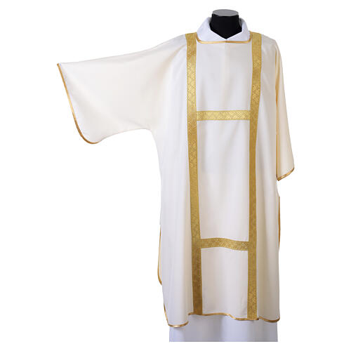 Deacon dalmatic with golden floral-effect galloon and matching deacon stole 7