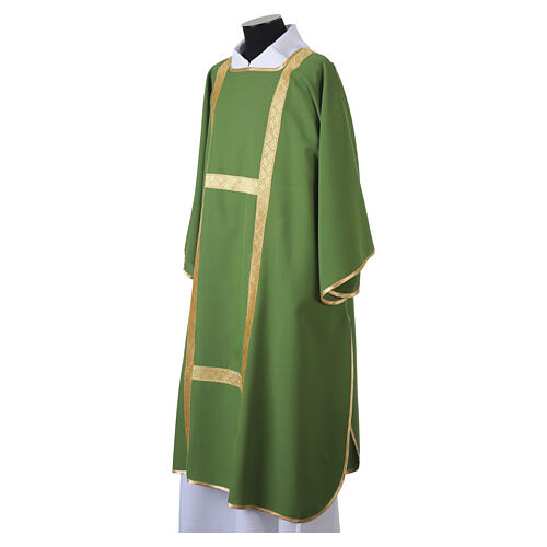 Deacon dalmatic with golden floral-effect galloon and matching deacon stole 11