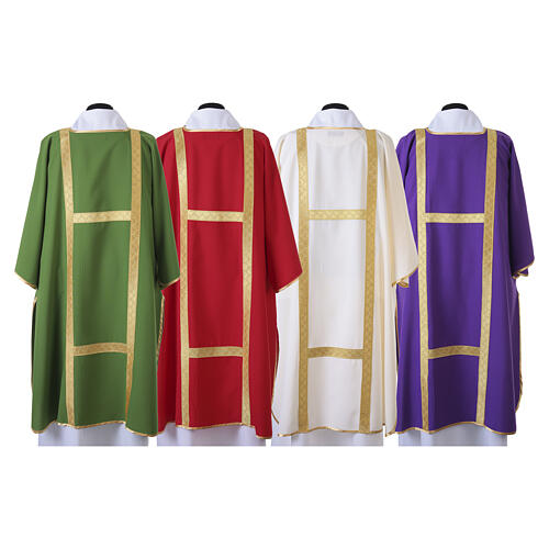 Deacon dalmatic with golden floral-effect galloon and matching deacon stole 15