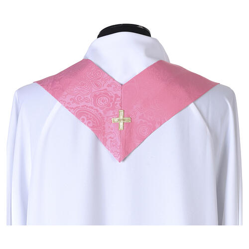 Chasuble rose JHS damassée broderies dorées 9