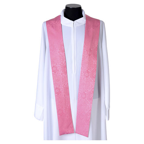 Pink damask chasuble with JHS gold embroidery 8