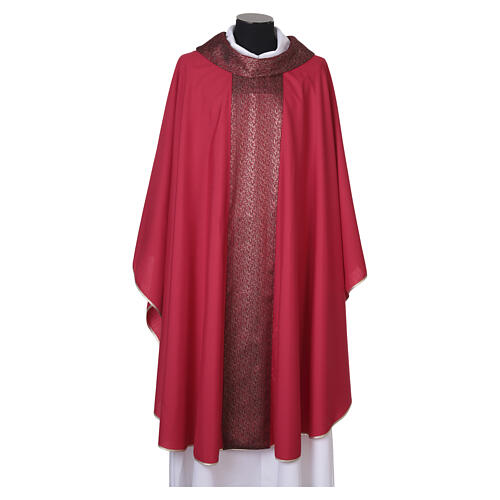 Chasuble with embroidered central orphrey and golden details 6
