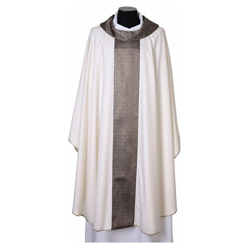 Chasuble with embroidered central orphrey and golden details 8