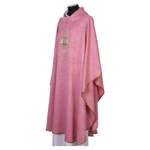 Casula con calice eucaristico ricamo dalmatico rosa 4