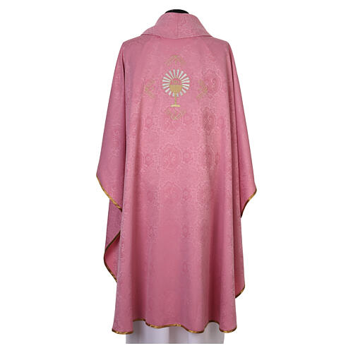 Casula con calice eucaristico ricamo dalmatico rosa 6