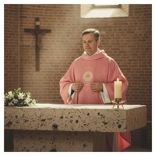 Pink Chasuble with Eucharistic Chalice Dalmatic-style Embroidery 2