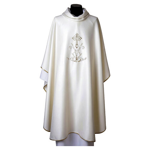 Chasuble with wheat ornament and damask cross embroidery 6