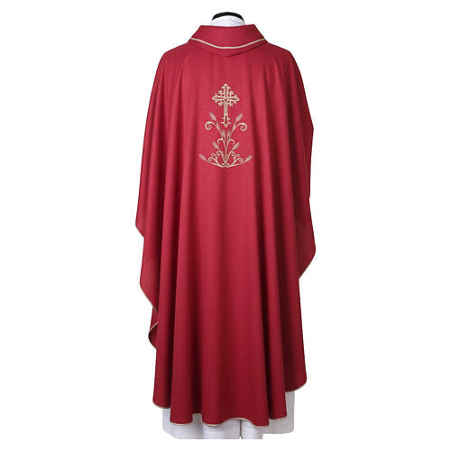 Casulla con adorno de espigas y cruz bordado adamascado 12