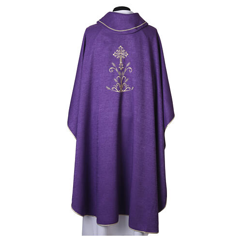 Chasuble ornement épis de blé et croix broderie damassée 14