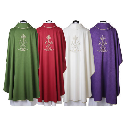 Chasuble ornement épis de blé et croix broderie damassée 15