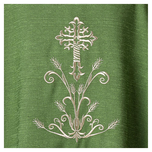 Casula con ornamento di grano e croce ricamo damascato 3