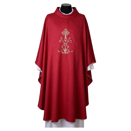 Chasuble with Wheat Decor and Damask Cross Embroidery 4