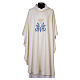 Ivory Marian chasuble with light-blue embroidery s1