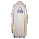 Chasuble mariale couleur ivoire broderie bleu ciel s7