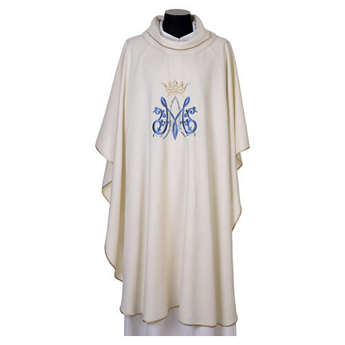 Casula color avorio Mariana ricamo celeste 1