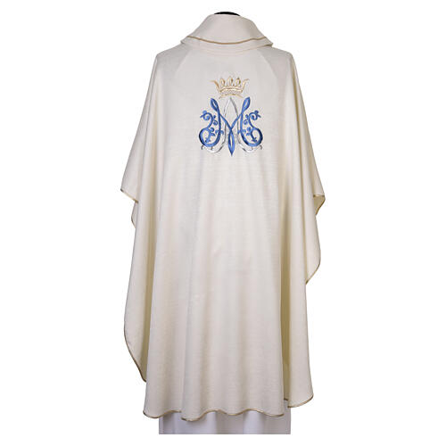 Ivory Marian Chasuble with Light Blue Embroidery 7