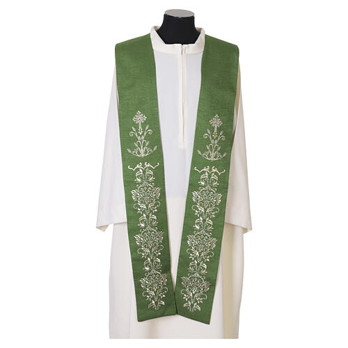 Priesterstola 100 % Polyester mit stilisierter floraler Stickerei in Goldfarbe 4