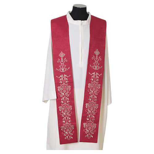 Priesterstola 100 % Polyester mit stilisierter floraler Stickerei in Goldfarbe 6