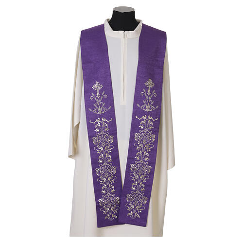 Priesterstola 100 % Polyester mit stilisierter floraler Stickerei in Goldfarbe 10