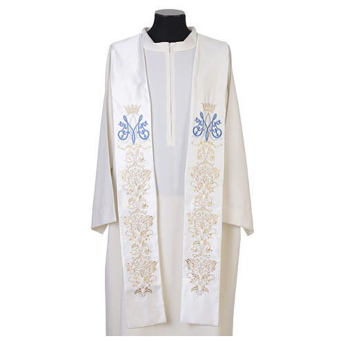 Estola Mariana bordado floral dourado cor de marfim 1