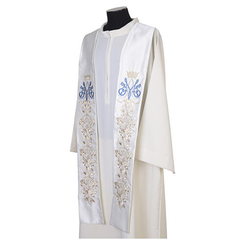 Ivory Marian Stole with Golden Floral Embroidery 3