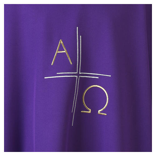 Chasuble embroidered with Alpha and Omega and silver cross 10