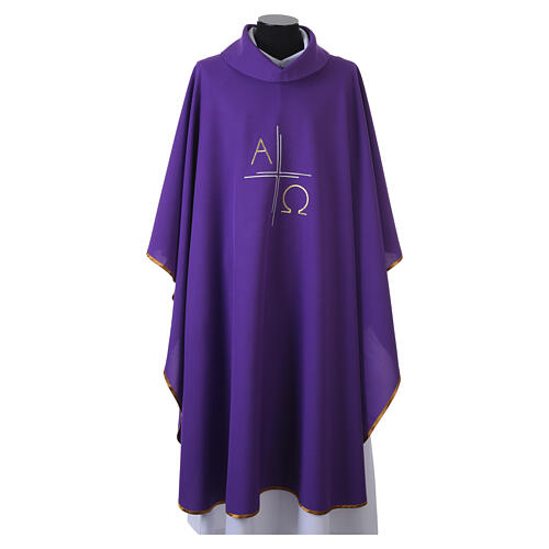 Chasuble Embroidered Alpha and Omega with Silver Cross 9