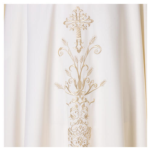 Chasuble with floral cross and golden scroll embroidery 7