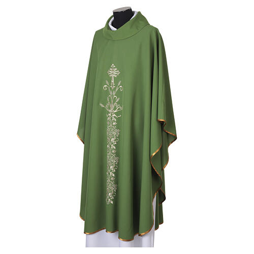 Chasuble with floral cross and golden scroll embroidery 11