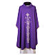 Chasuble with floral cross and golden scroll embroidery s10