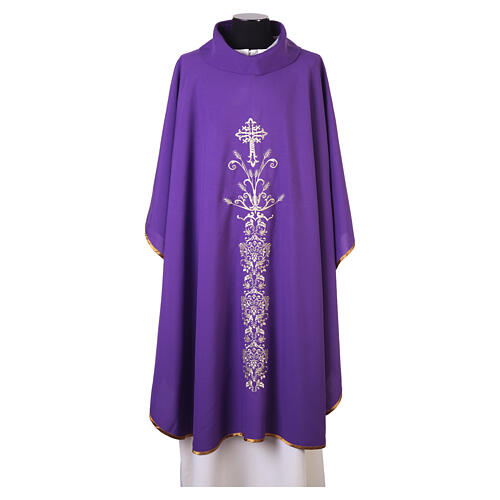 Chasuble with Floral Cross and Golden Scroll Embroidery 10