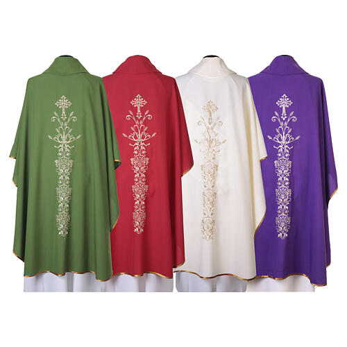 Chasuble with Floral Cross and Golden Scroll Embroidery 15