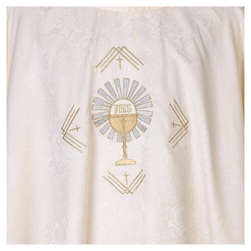 Damask chasuble with JHS Eucharist emblem and stole 8