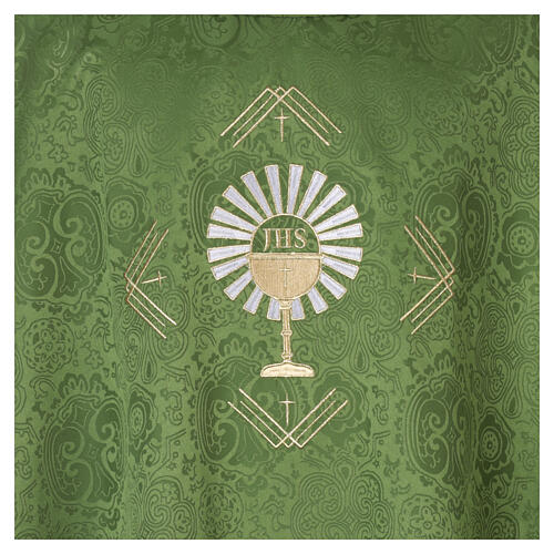 Chasuble damassée avec motif eucharistique JHS et étole 3