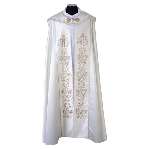Ivory satin cope with golden floral decorations 1