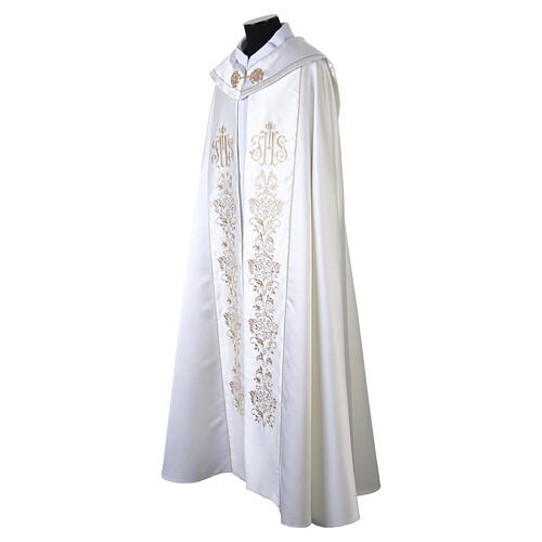 Ivory satin cope with golden floral decorations 6