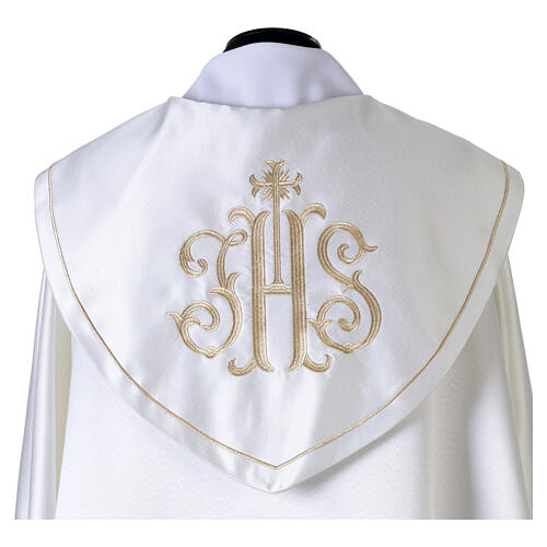 Ivory satin liturgical cope with gold floral embroidery 3