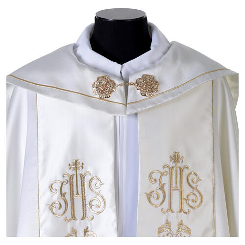 Ivory satin liturgical cope with gold floral embroidery 5