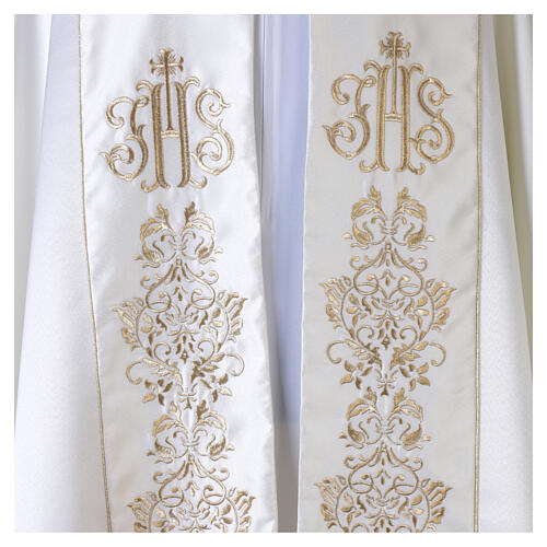 Ivory satin liturgical cope with gold floral embroidery 7