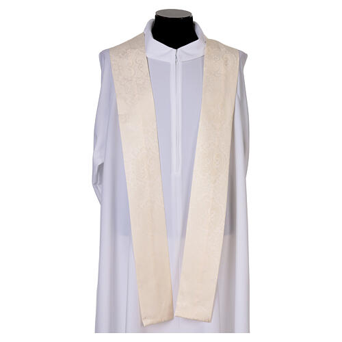 Chasuble Mariale damassée ivoire col à anneau 7