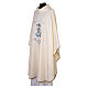 Chasuble Mariale damassée ivoire col à anneau s4