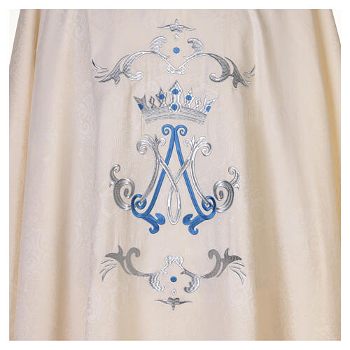 Ivory Damask Marian Chasuble with Roll Collar 3